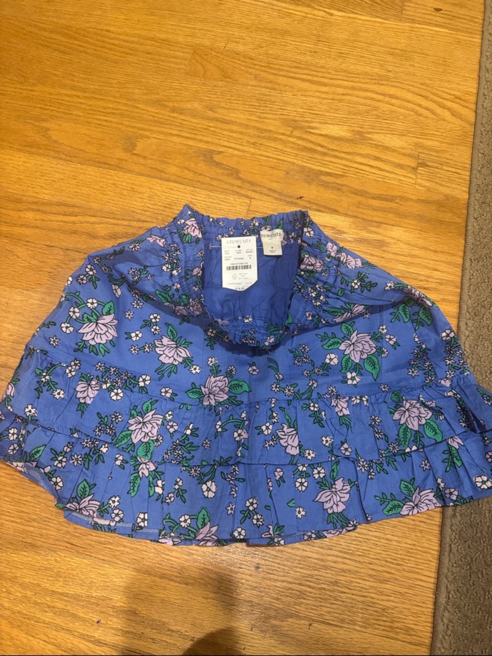 Crew cuts Blue Floral Tiered Mini Skirt